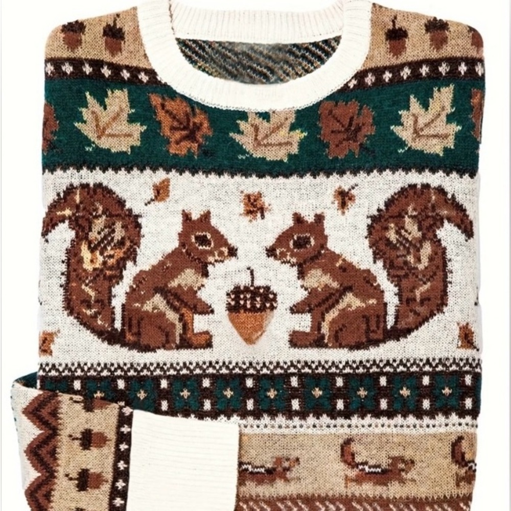 NEW!! Trending TikTok Fall Squirrel & Acorn Sweater